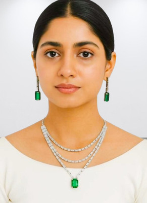 V.V. Sons Alloy Green, Silver Jewellery Set(Pack of 1)