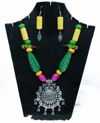 A S enterprize Oxidised Silver Green Jewellery Set(Pack of 1)