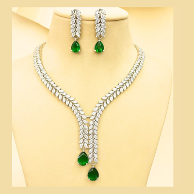 Amoha Lifestyle Alloy Silver Silver, Green Jewellery Set(Pack of 2)
