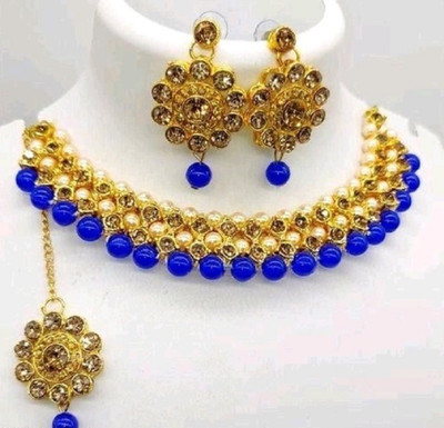 FASHOW Alloy Gold-plated Blue Jewellery Set(Pack of 1)