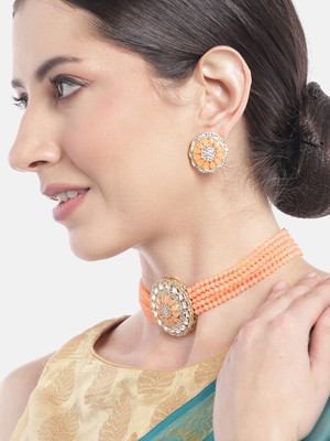 ANOUK Brass Gold-plated Pink Jewellery Set(Pack of 1)