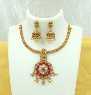 Joyful Alloy Gold-plated Red, Gold Jewellery Set(Pack of 1)