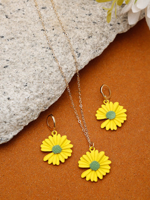 Divastri Alloy Gold-plated Yellow Jewellery Set(Pack of 3)