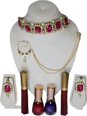 Divyanifashions Alloy Purple Jewellery Set(Pack of 1)