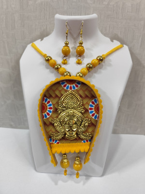 KheyaliBoutique Brass, Wood, Dori Yellow, Gold Jewellery Set(Pack of 3)