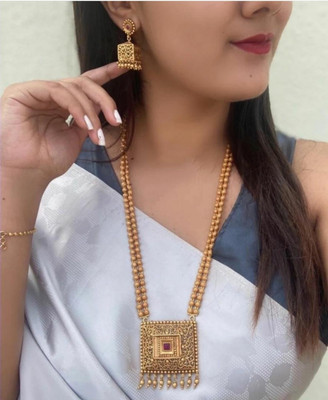 SUNDHA CREATION Alloy Copper Maroon Jewellery Set(Pack of 1)