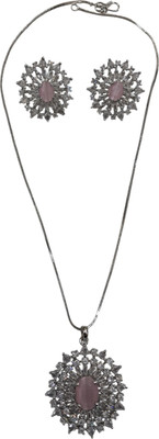 Krishna Creations JP Alloy Silver Pink, Silver Jewellery Set(Pack of 4)