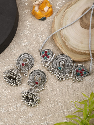 Vasudha Oxidised Silver Brass Multicolor Jewellery Set(Pack of 1)