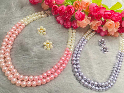 DENICRAAS Alloy Brass Pink, White, Grey Jewellery Set(Pack of 2)