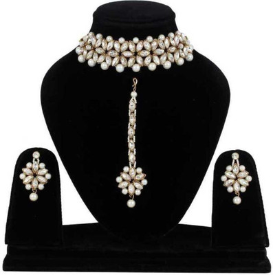 AMHRIK IMITATION Brass White Jewellery Set(Pack of 1)