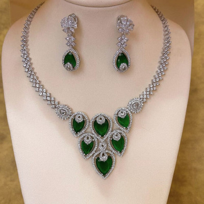 Amoha Lifestyle Alloy Silver, Green Jewellery Set(Pack of 2)