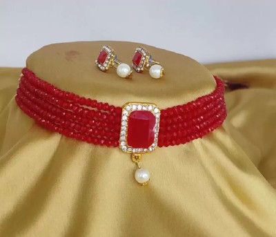 jatin imitation Metal Gold-plated Red Jewellery Set(Pack of 3)