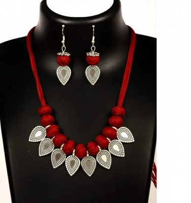 A S enterprize Oxidised Silver Red Jewellery Set(Pack of 1)