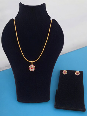 Royal Covering Brass, Stone, Copper Gold-plated Pink, White, Gold Jewellery Set(Pack of 2)