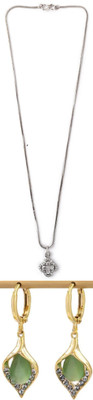 Gauri Fashions Stone Silver, Green Jewellery Set(Pack of 1)