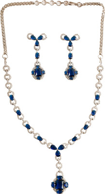GEMRON JEWEL Brass Rhodium Blue Jewellery Set(Pack of 1)