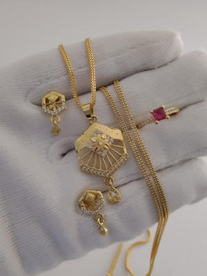 Bhagavati creation Brass Gold-plated Gold Jewellery Set(Pack of 1)