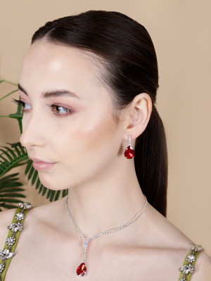 SHIVANYA Brass 800 Silver Red, Silver Jewellery Set(Pack of 1)