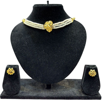 MODELFLUX Brass Gold, White Jewellery Set(Pack of 1)