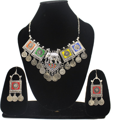 Uniquedezines Alloy Silver Multicolor Jewellery Set(Pack of 1)