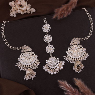 brado jewellery Brass Gold-plated Gold, White Jewellery Set(Pack of 1)