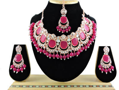 VATSALYA creation Alloy Gold-plated Ruby Red Jewellery Set(Pack of 1)
