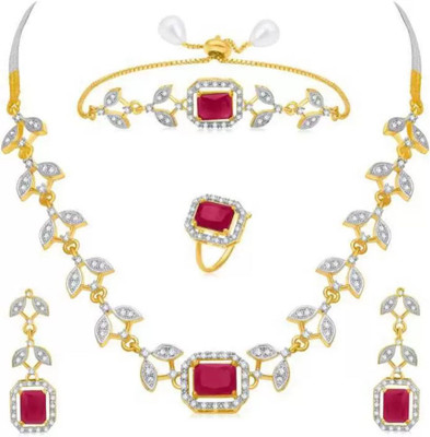 Shineher Alloy Gold-plated Red Jewellery Set(Pack of 1)