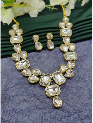 Ronak Jewels Alloy Gold-plated White Jewellery Set(Pack of 2)