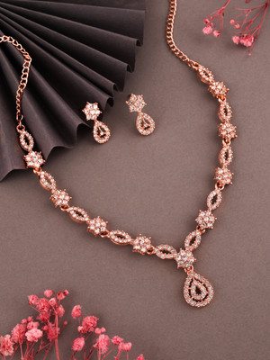 Matram Brass Gold-plated Rose Gold Jewellery Set(Pack of 1)