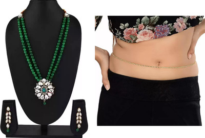 Weldecor Metal Gold-plated Green Jewellery Set(Pack of 1)