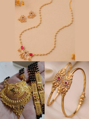 Sangria Brass Gold-plated Multicolor, Rose Gold Jewellery Set(Pack of 3)