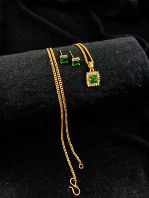 RAMIDOM Alloy Gold-plated Green Jewellery Set(Pack of 1)