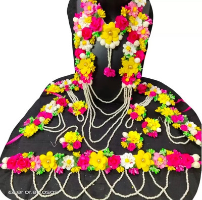 CRAFTCREATION Fabric Yellow, Pink Jewellery Set(Pack of 1)