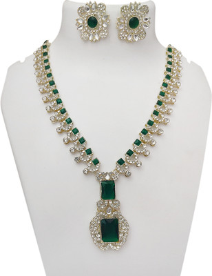 house of common Brass Gold-plated Green Jewellery Set(Pack of 3)