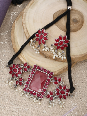 Foxy Trend Zinc Sterling Silver Red, Ruby Red Jewellery Set(Pack of 3)