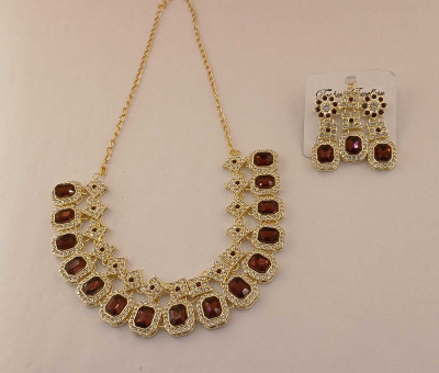 Marsify World Brass, Alloy Sterling Silver Maroon Jewellery Set(Pack of 1)