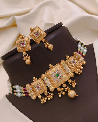 TKRB SALES Copper Gold-plated Gold Jewellery Set(Pack of 1)