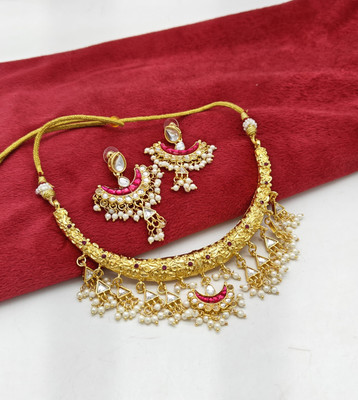 parth fancy artificial Brass Gold-plated Gold Jewellery Set(Pack of 1)