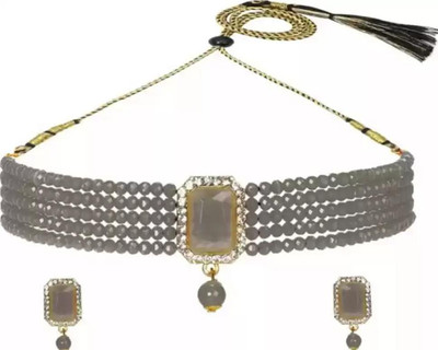 ABHRIK IMITATION Crystal Gold-plated Grey, Gold Jewellery Set(Pack of 1)