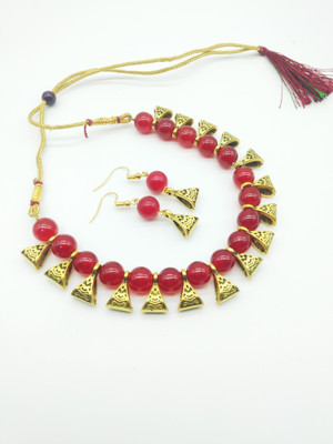 Ronak Fashion Alloy Gold-plated Red Jewellery Set(Pack of 1)