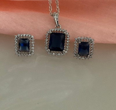 Vipunj Alloy Sterling Silver Blue Jewellery Set(Pack of 2)