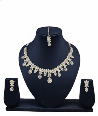 zevwe Metal Rhodium Silver Jewellery Set(Pack of 4)