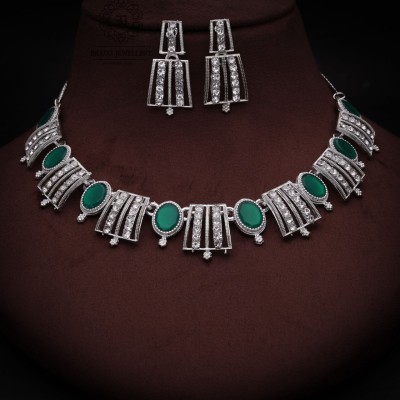 MITRANG CREATION Alloy Silver Black, Green, Pink Jewellery Set(Pack of 1)