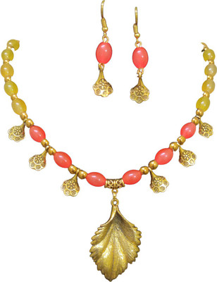 Indiaura Mode Brass Gold-plated Orange, Yellow Jewellery Set(Pack of 1)