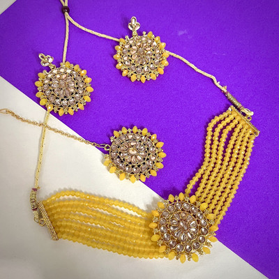 JEWERICHE IMITATION Alloy Yellow, Silver Jewellery Set(Pack of 1)