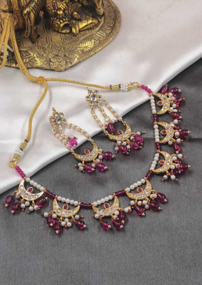 MK Gallery Brass Red Jewellery Set(Pack of 1)