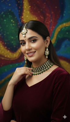 Rekhacosmetic Alloy Copper Green Jewellery Set(Pack of 1)