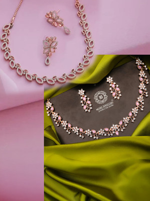 brado jewellery Brass Silver, Gold-plated Rose Gold, White, Purple Jewellery Set(Pack of 2)