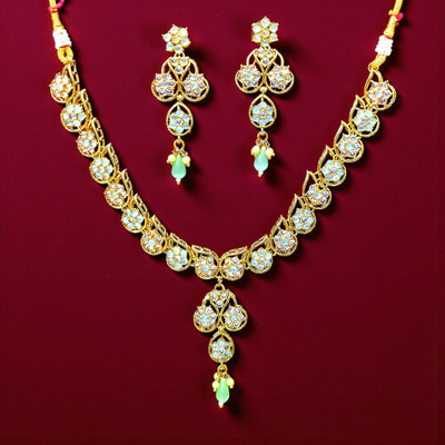 Aroras Bridal & Fashion Jewellery Brass Gold-plated Gold Jewellery Set(Pack of 1)