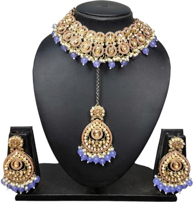 Zarmar fashion Stone Gold-plated Purple, Gold Jewellery Set(Pack of 1)
